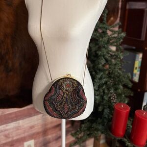 Walborg Vintage Art Deco Beaded Purse w/ Gold Metal Strap